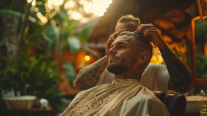 Barber Club Phuket Luxury Men's Grooming & Mobile Barber Services in Bang Tao, Phuket Davidv. 56221 A Stylish Man Receiving A Haircut Outdoors In A L 213e6906 8703 4079 Bef2 Fe9b28b904c2